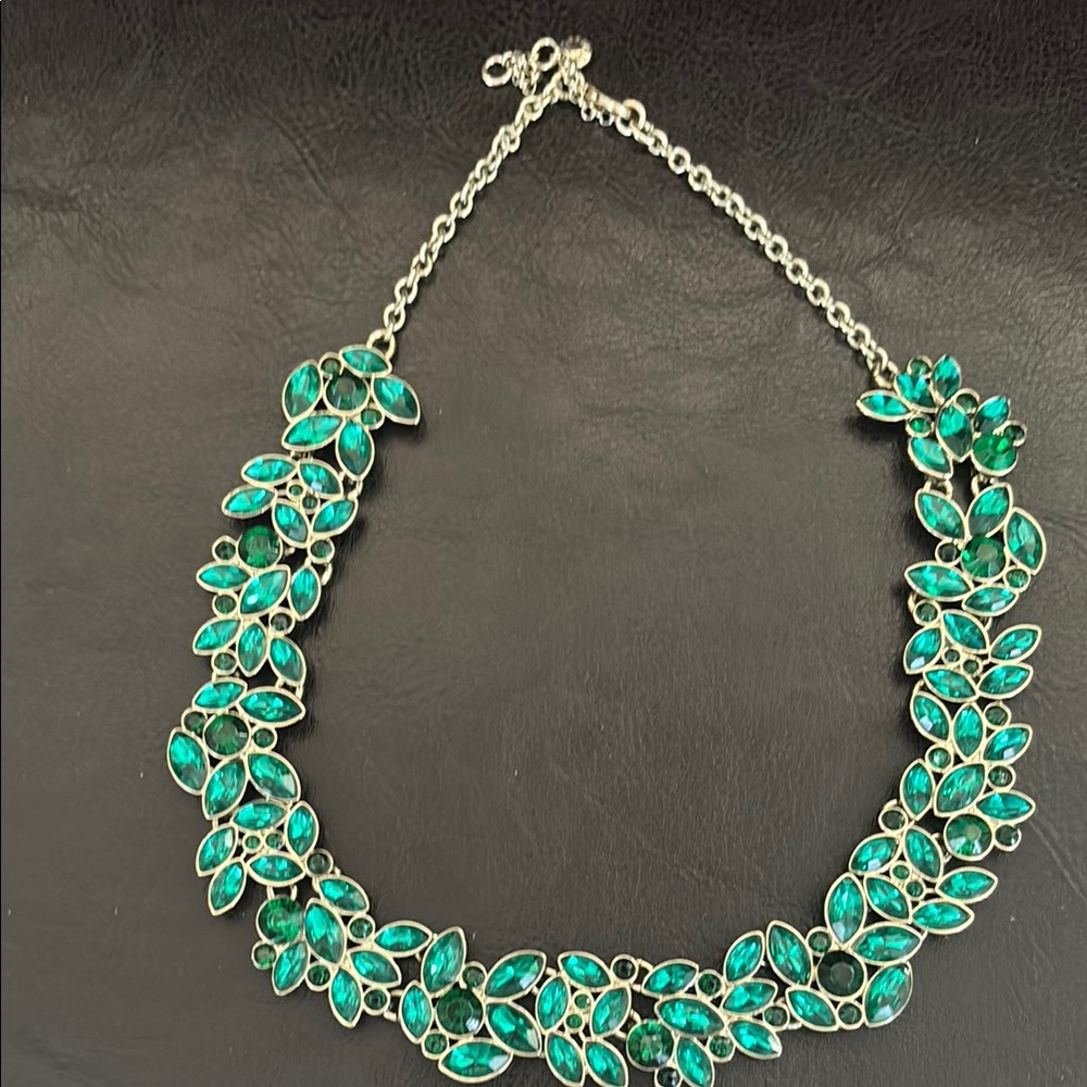 JCrew Factory Green Crystal Statement Necklace